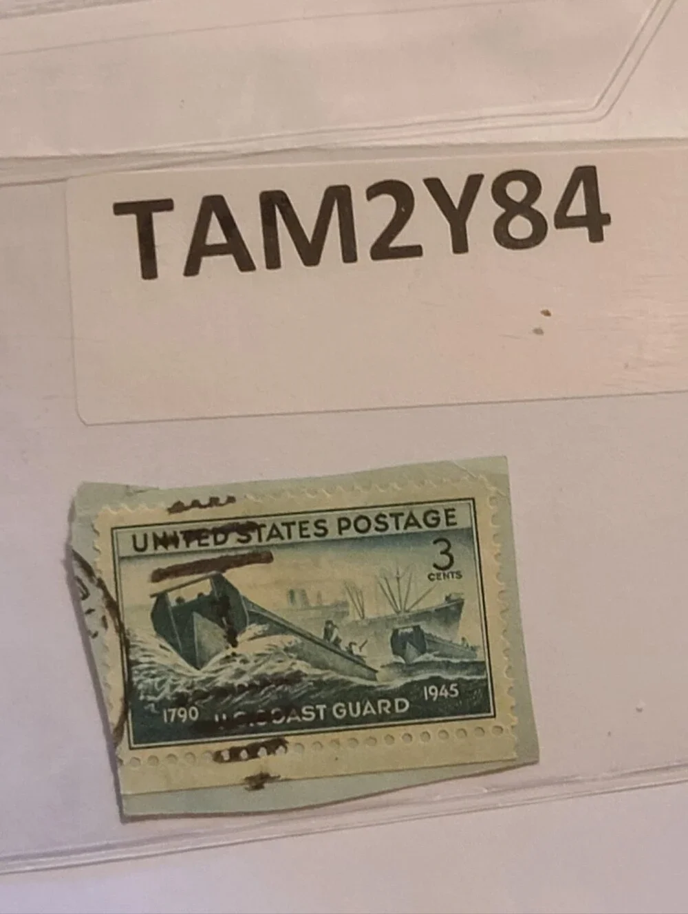 Unique Vintage Blue and White Postage Stamp